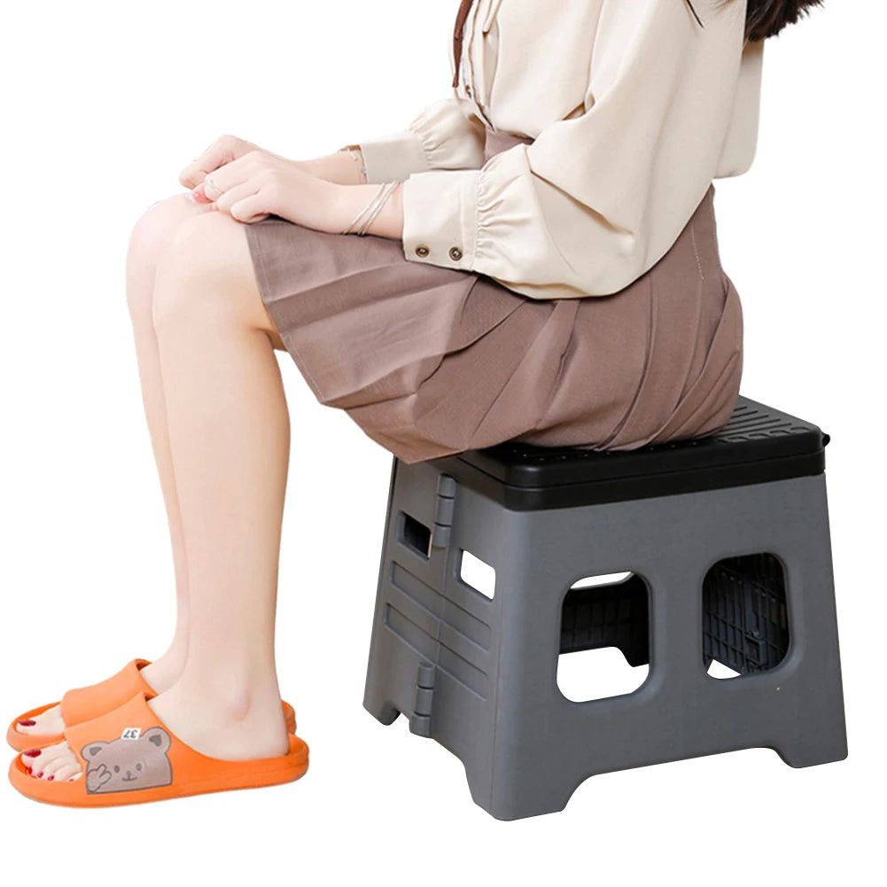 Portable Folding Toilet with Lid Multifunctional Outdoor Camp Toilet for Camping Travel