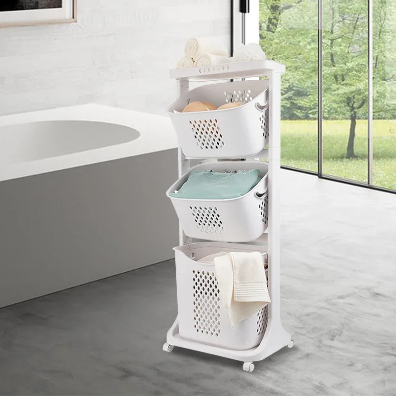 3 Layer Laundry Basket with Wheels 20kg Capacity Multi Functional Storage for Home Organization and Clutter Free Spaces