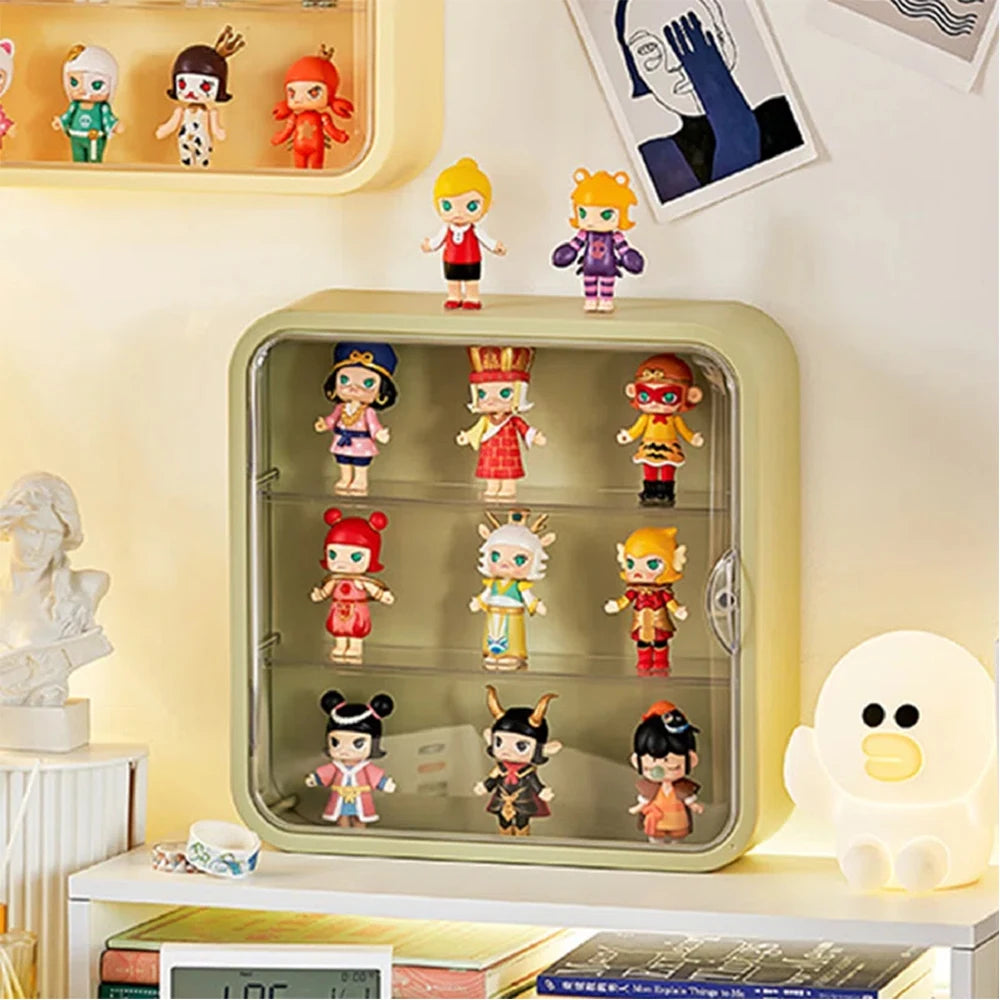 Clear Display Case for Figures Wall Mounted Doll Storage Box 3 Layer Desktop Organizer Cabinet