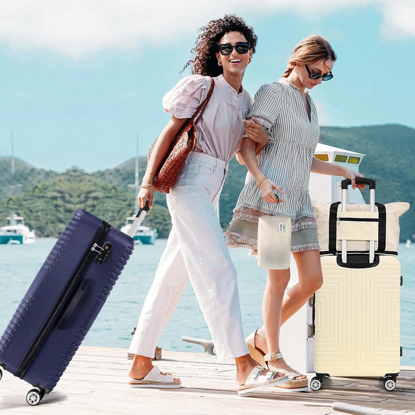 3 Pc Luggage Set Hard Shell Suitcases With Wheel TSA Approved Lock Carry On Bag