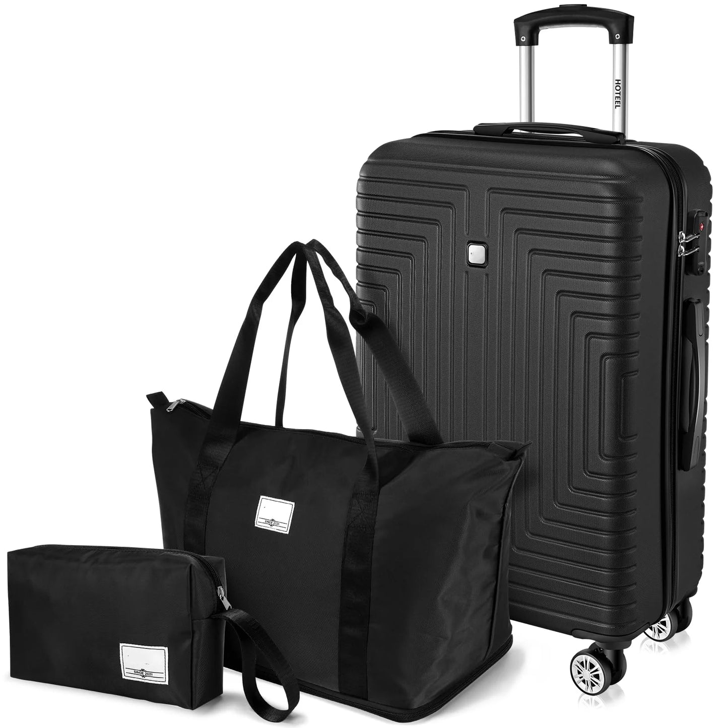 3 Pc Luggage Set Hard Shell Suitcases With Wheel TSA Approved Lock Carry On Bag