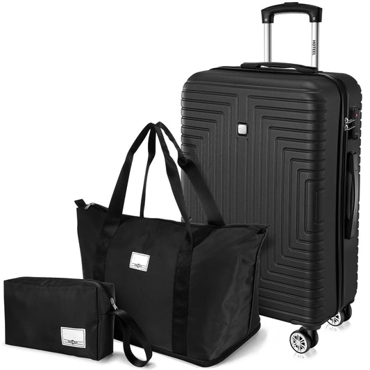 3 Pc Luggage Set Hard Shell Suitcases With Wheel TSA Approved Lock Carry On Bag
