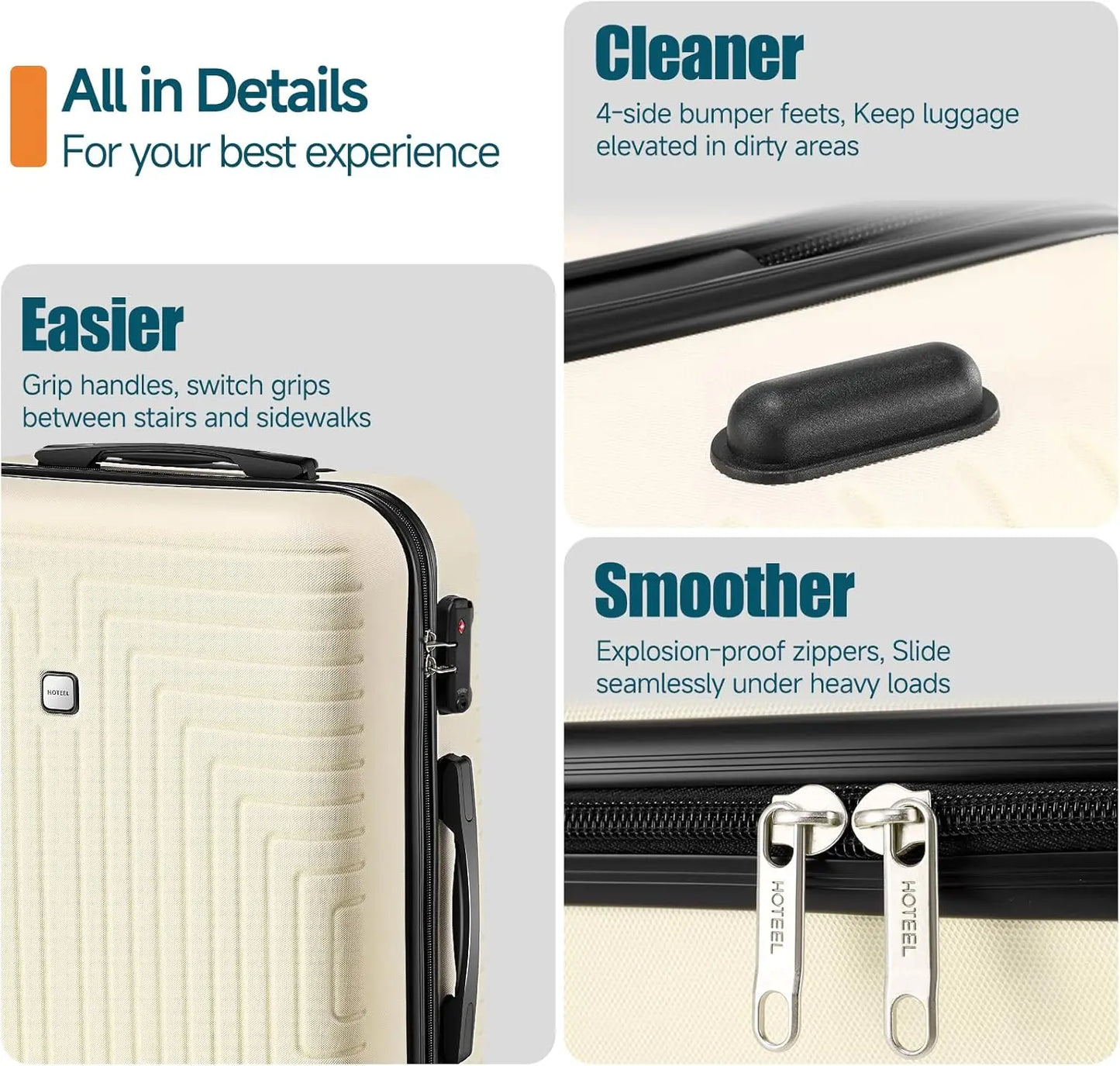 3 Pc Luggage Set Hard Shell Suitcases With Wheel TSA Approved Lock Carry On Bag