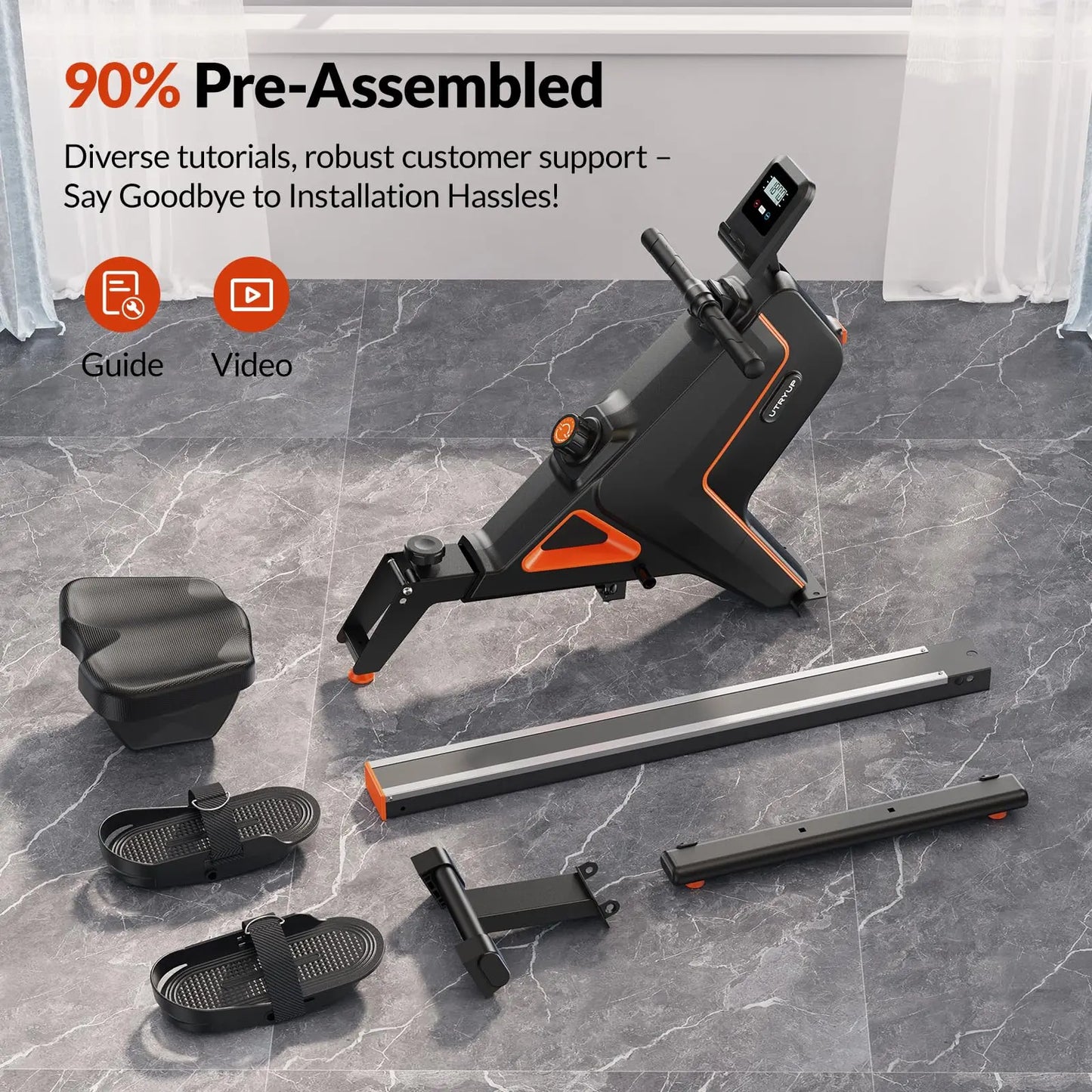 Utryup Magnetic Rowing Machine R05 Water Rower R10 16 Levels Quiet Resistance Foldable Compact Home Gym Fitness