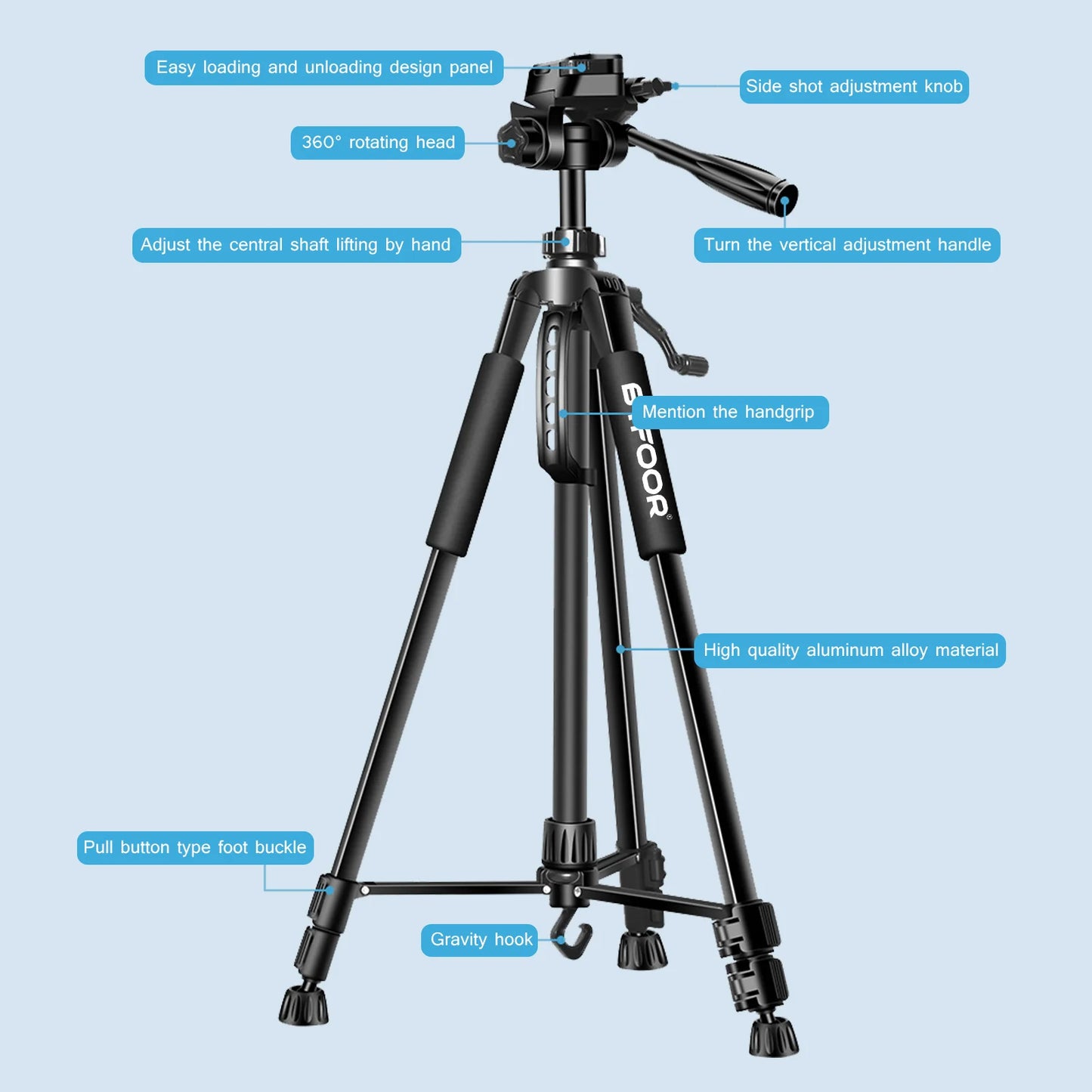 Phone Travel Self Tripod Aluminum Tall 55 Inch 140 Centimeter Stand With Quick Plates Mount Pan Head For Canon Nikon DSLR SLR Digital Camera