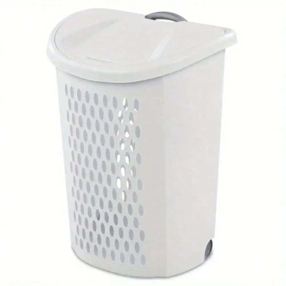 Plastic Wheel Laundry Basket With Flip Design And Wheels For Dirty Clothes Storage And Transport