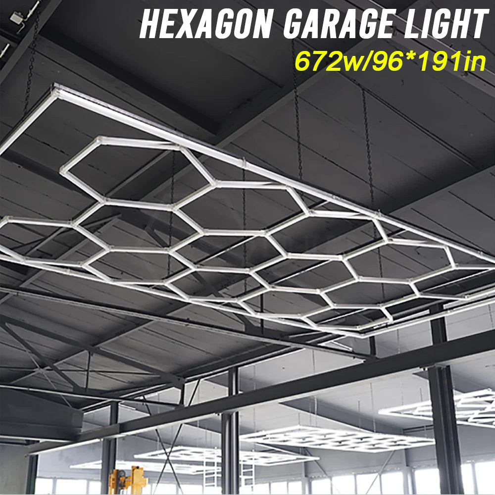 Honeycomb Hex Light Hexagon LED Lighting for Garage Workshop Car Wash Beauty Station Office Shipped from US