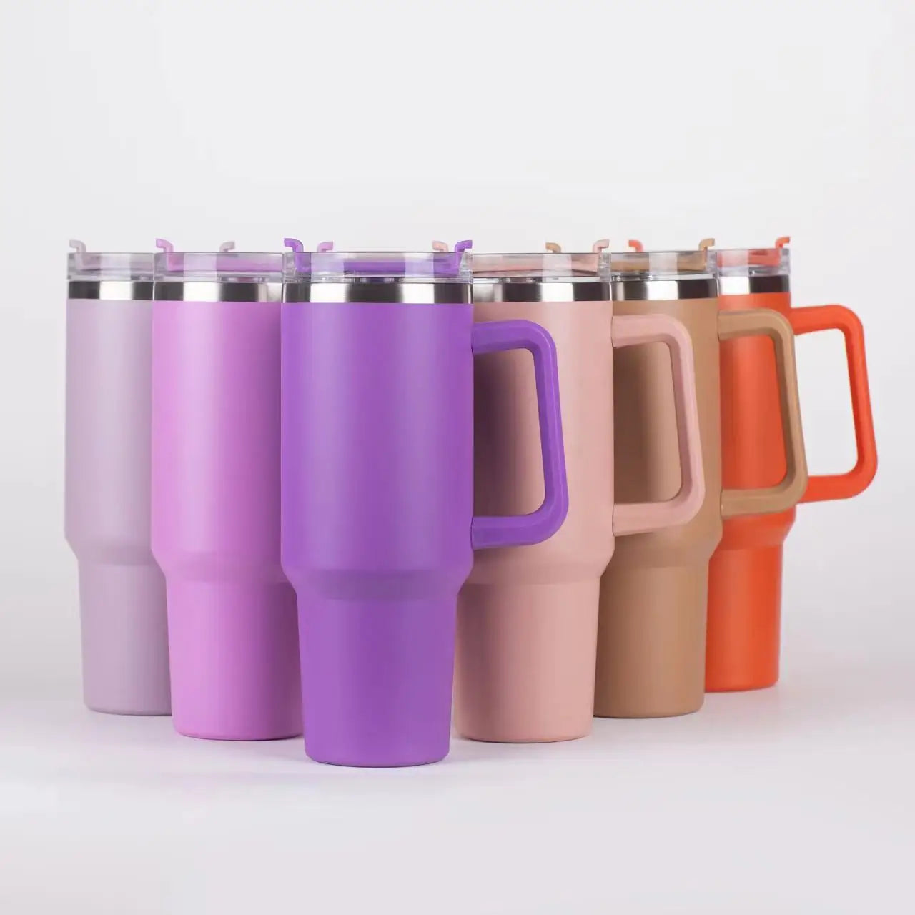 6 Pack US Warehouse 40 Ounce Stainless Steel Double Wall Tumbler With Handle Eco Friendly Bulk Wholesale