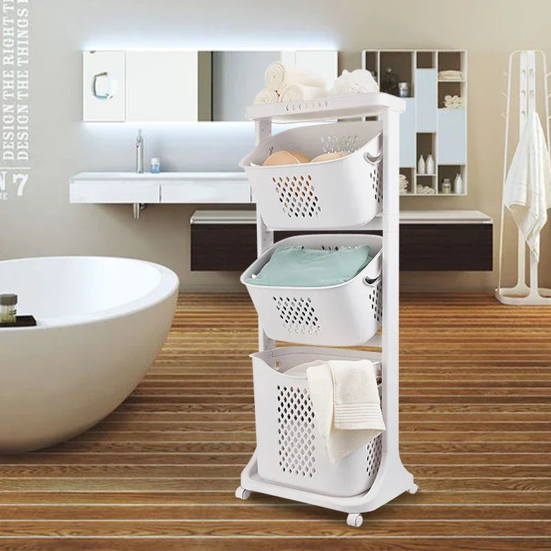 3 Layer Laundry Basket with Wheels 20kg Capacity Multi Functional Storage for Home Organization and Clutter Free Spaces