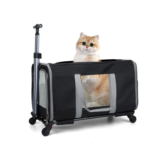Cat Trolley For Two Cats With Wheels And Safety Belts Travel Carrier