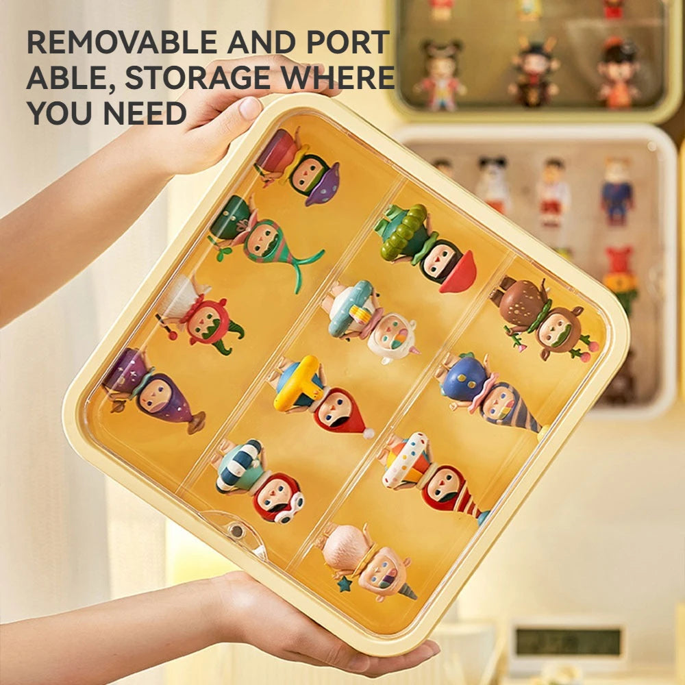 Clear Display Case for Figures Wall Mounted Doll Storage Box 3 Layer Desktop Organizer Cabinet