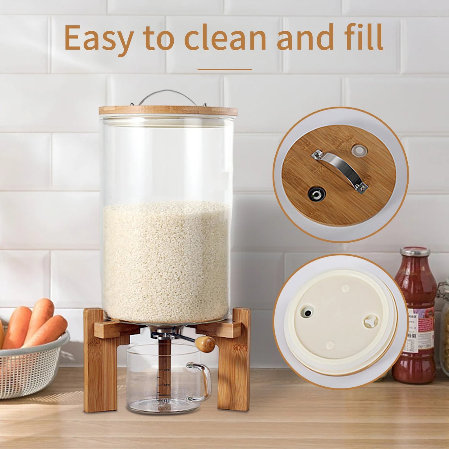 Flour And Cereal Container 5L 7.5L Rice Dispenser Creative Glass Food Storage For Kitchen Organization