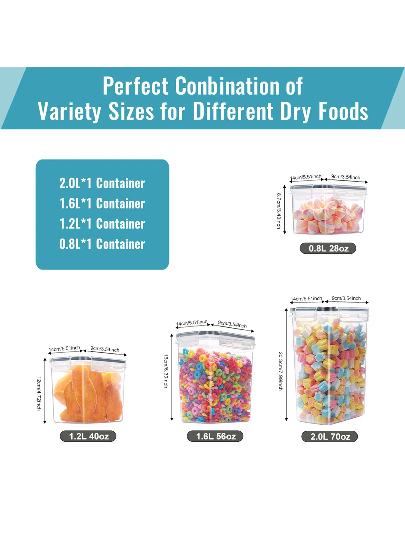 4Pcs Large Food Storage Containers with Lids Airtight Kitchen Pantry Organization and Storage