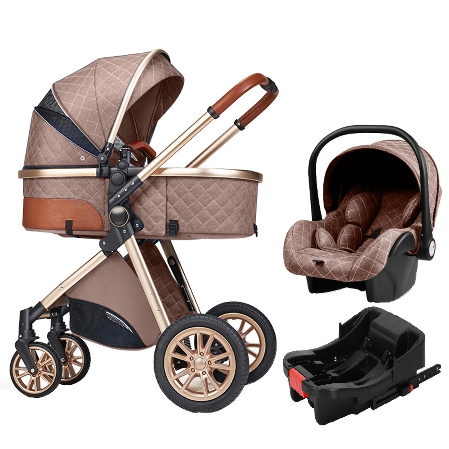 Luxury Portable Travel Pram 3 in 1 Baby Stroller High Landscape Baby Pushchair Newborn Travel Stroller