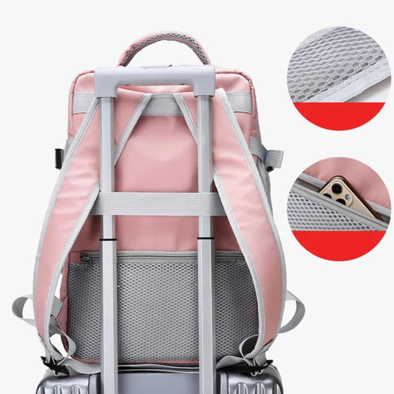 Travel Backpack for Women Large Capacity Waterproof Anti Theft Casual Daypack Bag with Luggage Strap and USB Charging Port