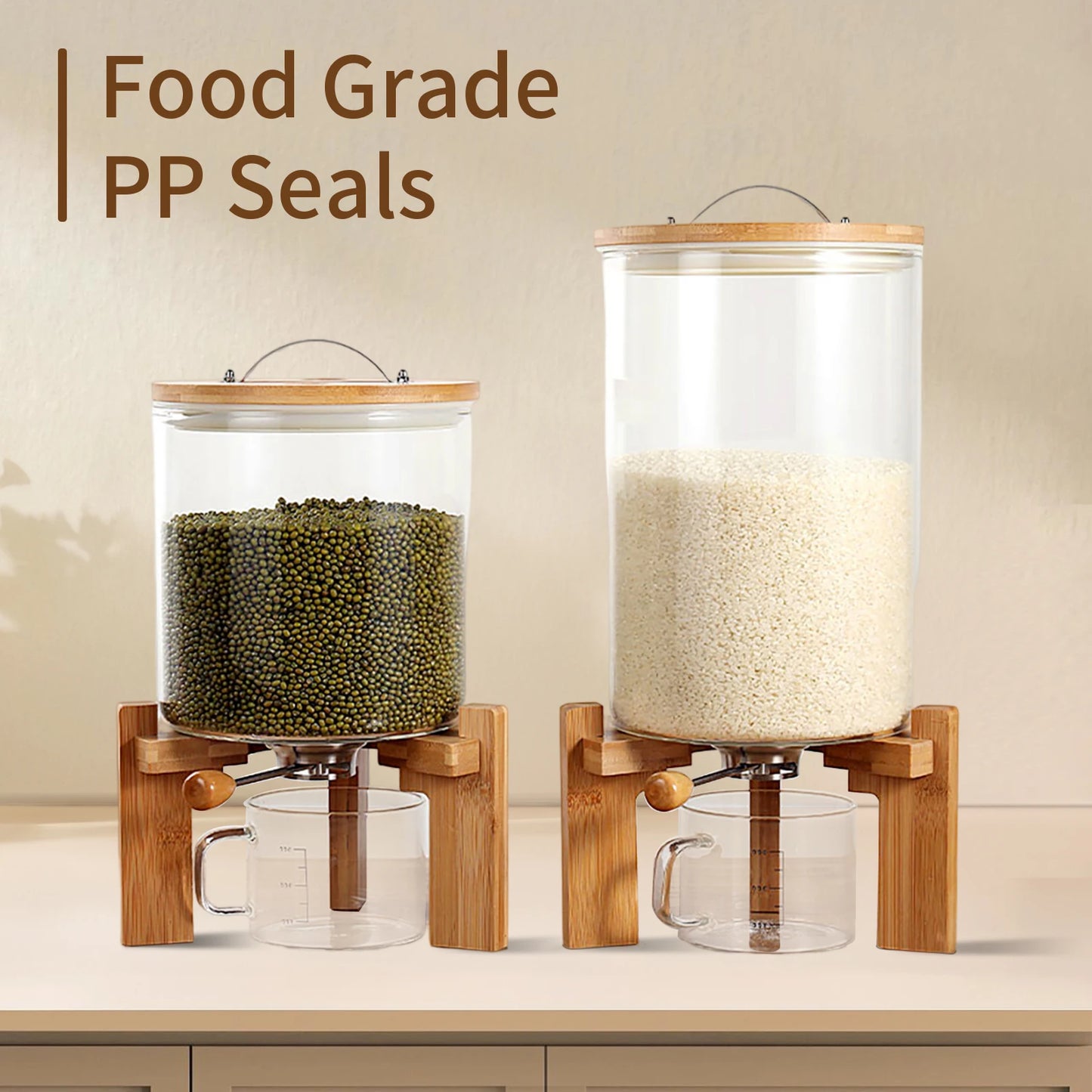 Flour And Cereal Container 5L 7.5L Rice Dispenser Creative Glass Food Storage For Kitchen Organization