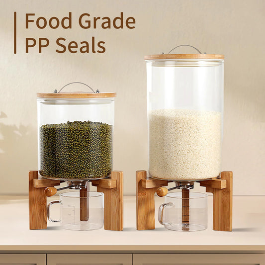 Flour And Cereal Container 5L 7.5L Rice Dispenser Creative Glass Food Storage For Kitchen Organization