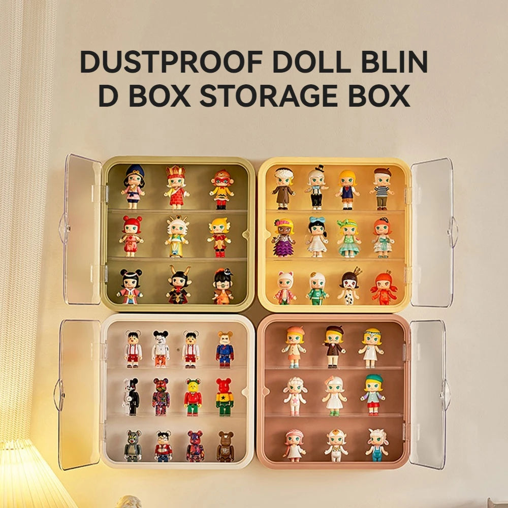 Clear Display Case for Figures Wall Mounted Doll Storage Box 3 Layer Organizer Cabinet