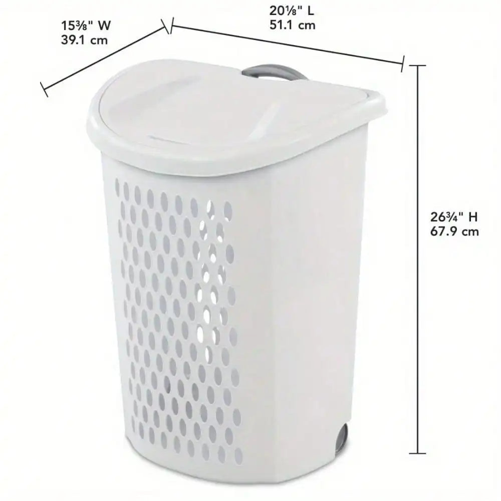Plastic Wheel Laundry Basket With Flip Design And Wheels For Dirty Clothes Storage And Transport