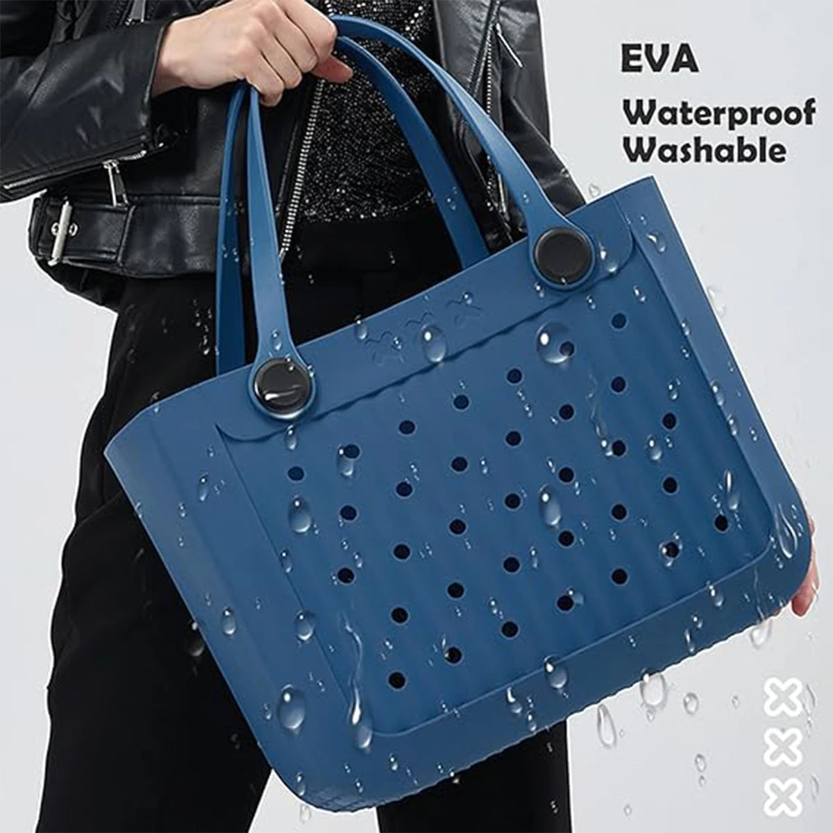 Waterproof EVA Beach Tote Bag Large Washable Rubber Travel Handbag for Sports Outdoor Gift for Women