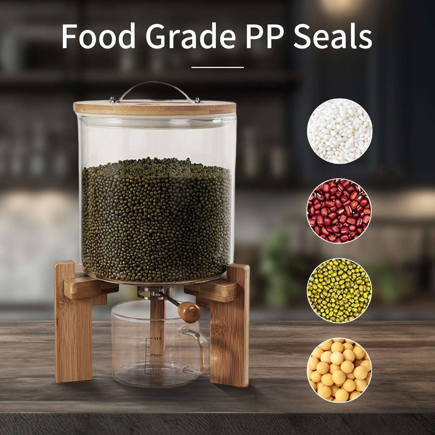 Flour And Cereal Container 5L 7.5L Rice Dispenser Creative Glass Food Storage For Kitchen Organization