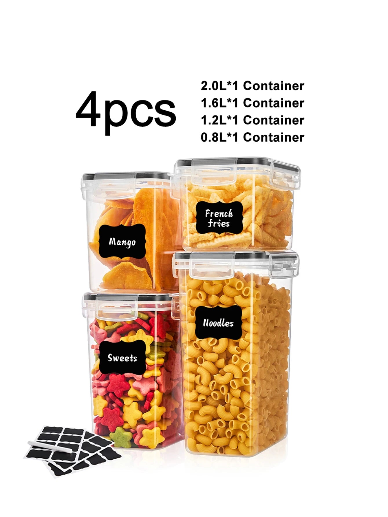 4Pcs Large Food Storage Containers with Lids Airtight Kitchen Pantry Organization and Storage