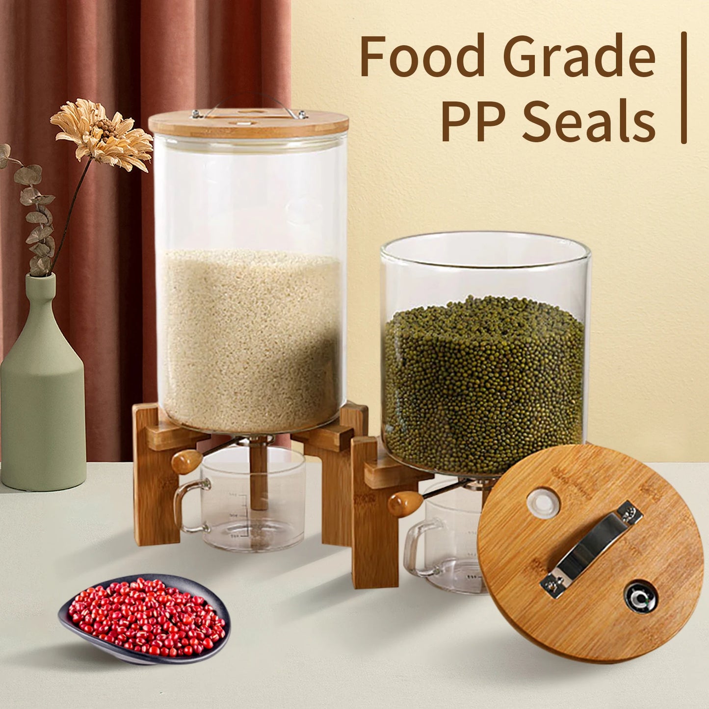 Flour And Cereal Container 5L 7.5L Rice Dispenser Creative Glass Food Storage For Kitchen Organization