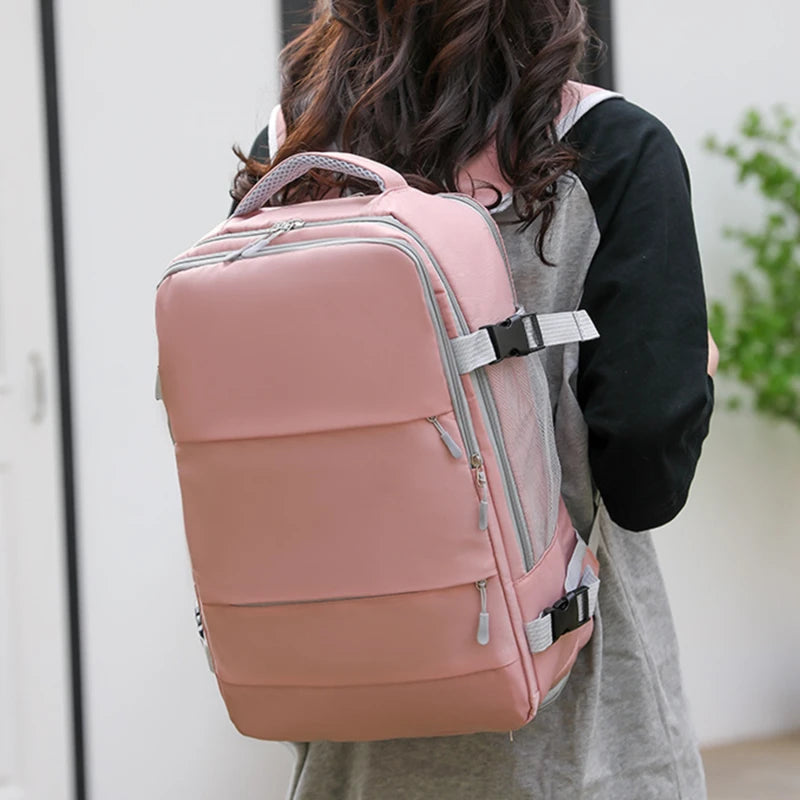 Travel Backpack for Women Large Capacity Waterproof Anti-Theft Casual Daypack with Luggage Strap and USB Charging Port