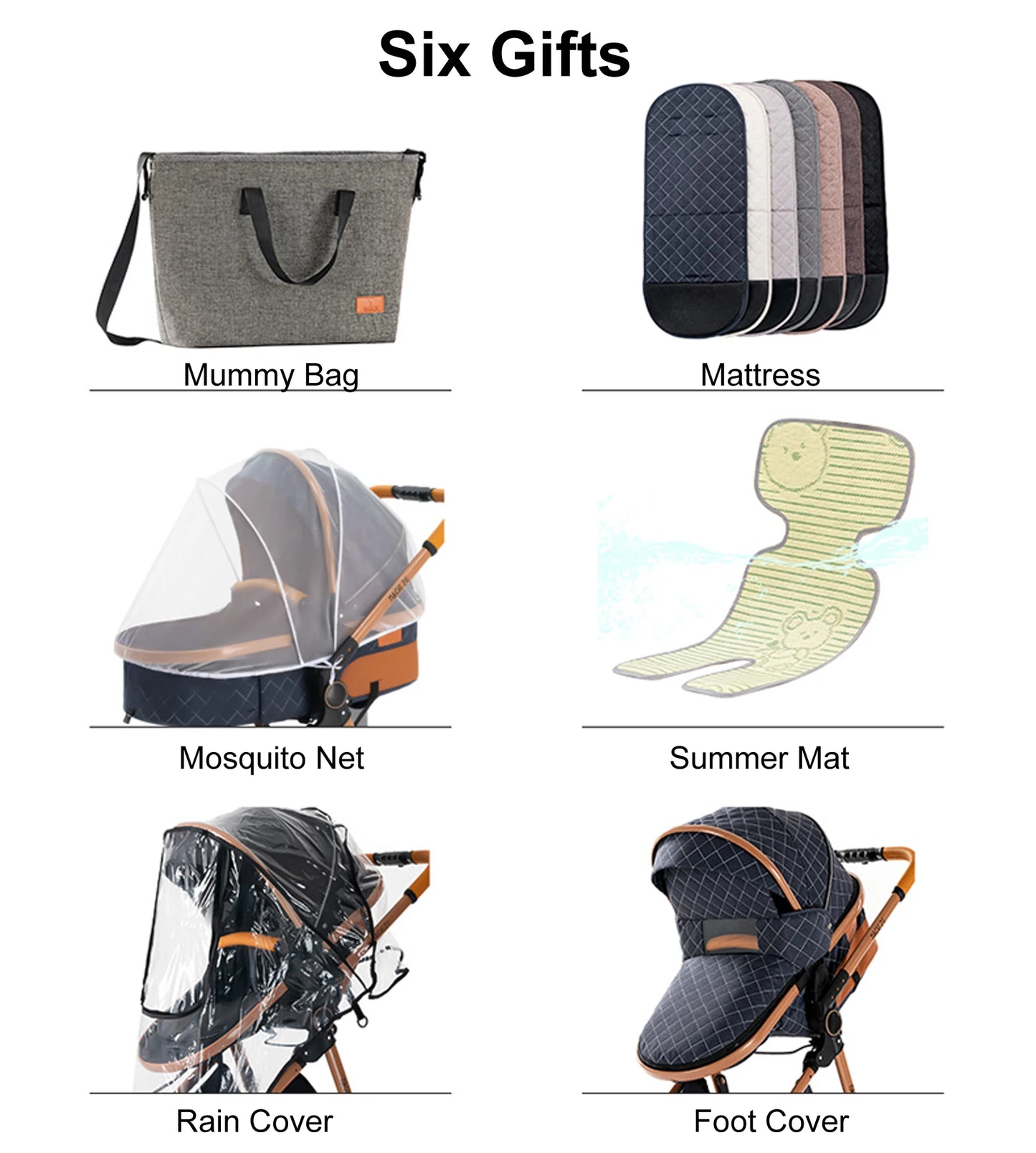 Luxury Portable Travel Pram 3 in 1 Baby Stroller High Landscape Pushchair for Newborns