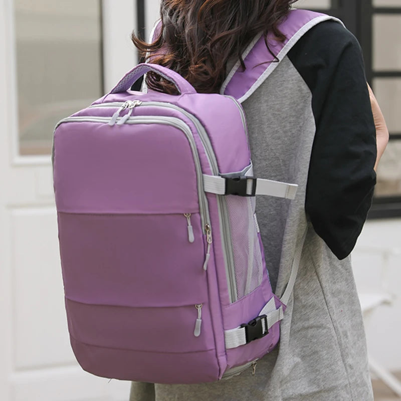 Travel Backpack for Women Large Capacity Waterproof Anti-Theft Casual Daypack with Luggage Strap and USB Charging Port